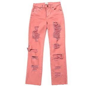 Alice + Olivia Genevive Extreme Distressed Girlfriend Jeans Size 26 Rose